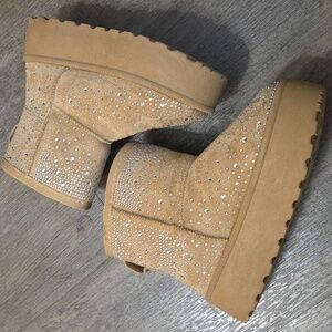 Rock & Candy • "Halsey" Platform Rhinestone Slip-On Boots